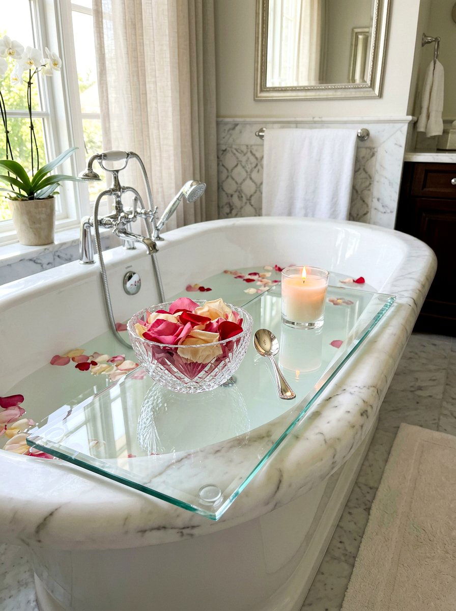Glass Bath Tray - 30 bath tray spa ideas