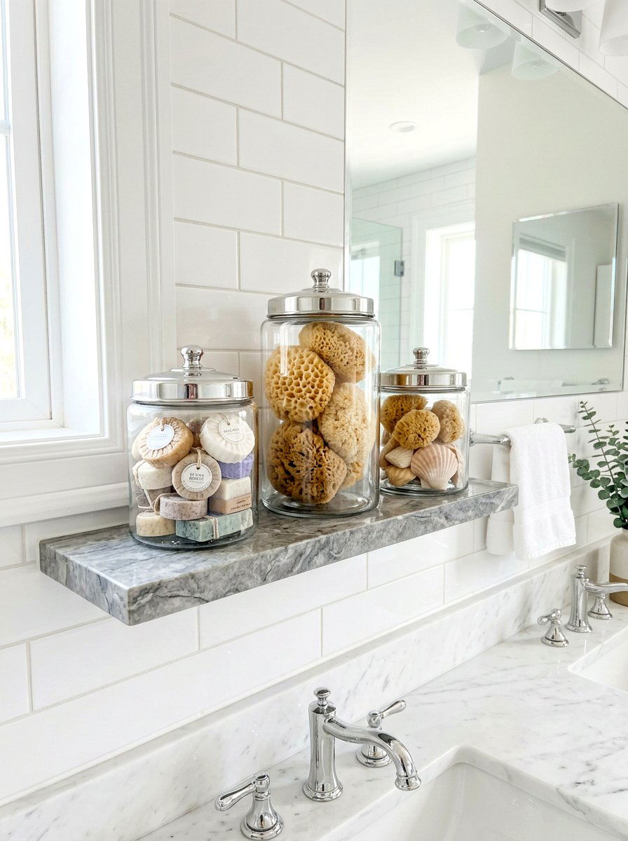 Glass Bathroom Canister - 30 bathroom organization ideas