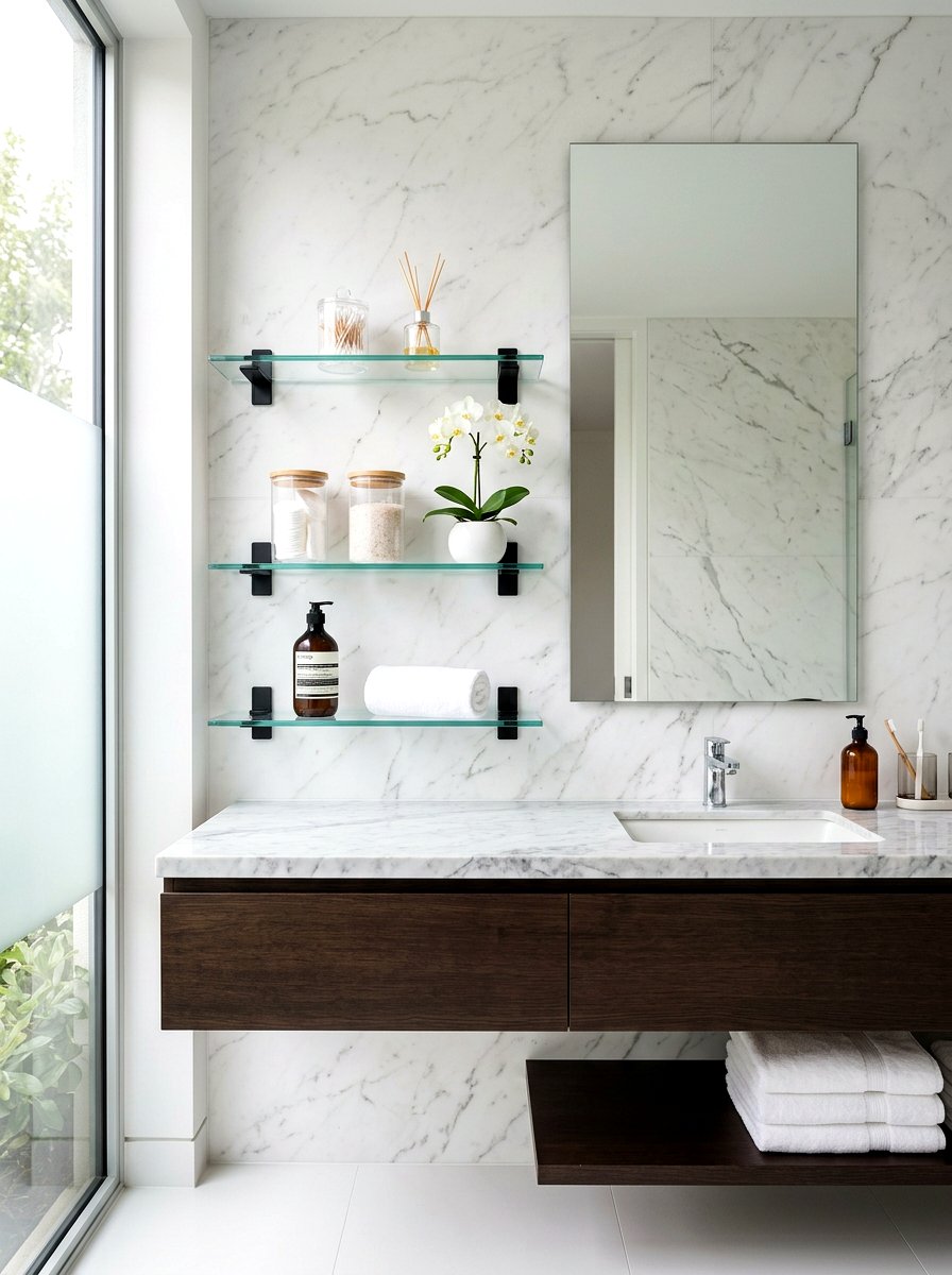 Glass Bathroom Wall Shelf - 30 spa shelf bathroom ideas