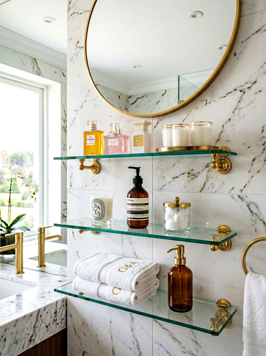 Glass Bathroom Wall Shelf - 30 bathroom shelf decor ideas