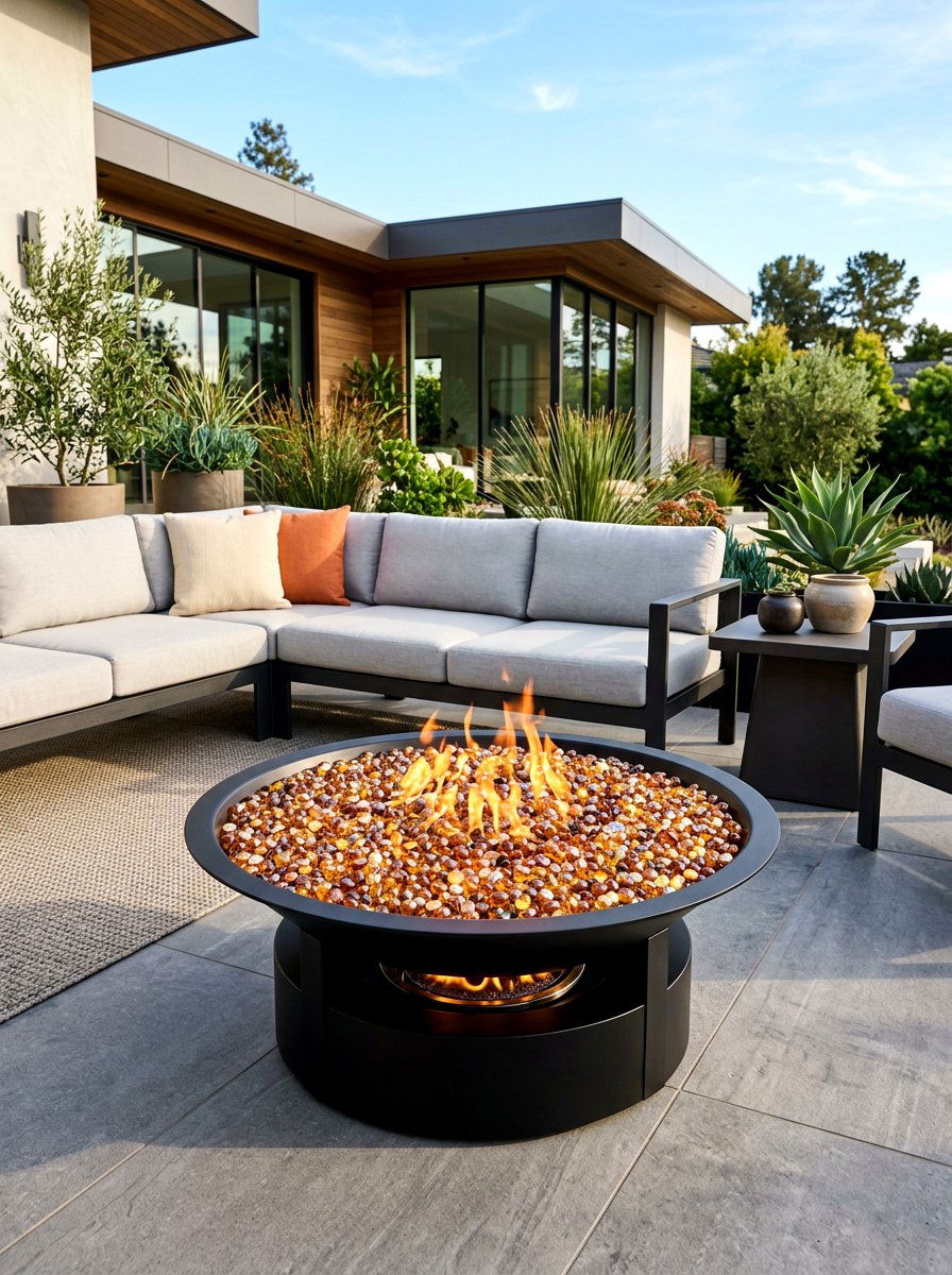 Glass Bead Fire Pit - 30 sunset inspired patio ideas