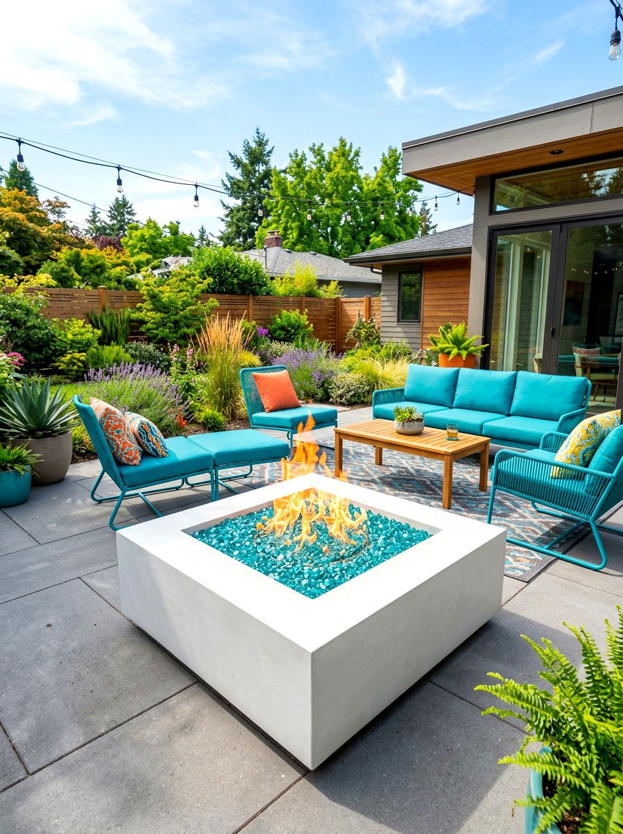 Glass Bead Fire Pit - 30 square fire pit ideas
