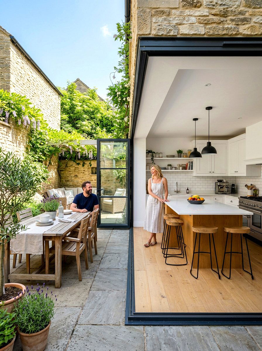 Glass Bifold Door Courtyard - 30 kitchen courtyard garden ideas