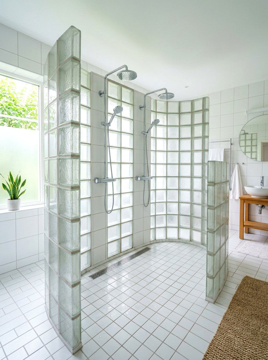 Glass Block Double Shower - 30 double shower wall ideas