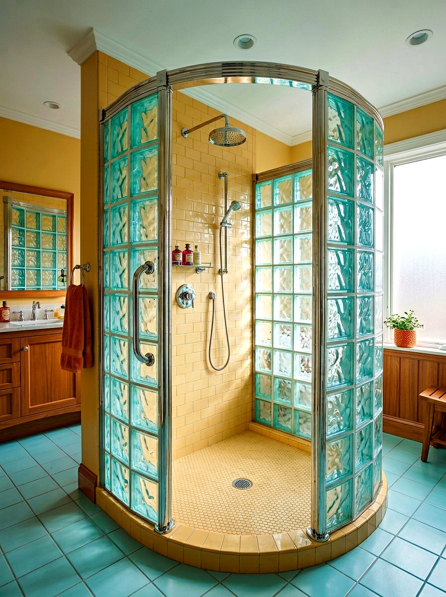 Glass Block Shower Wall - 30 art deco bathroom ideas