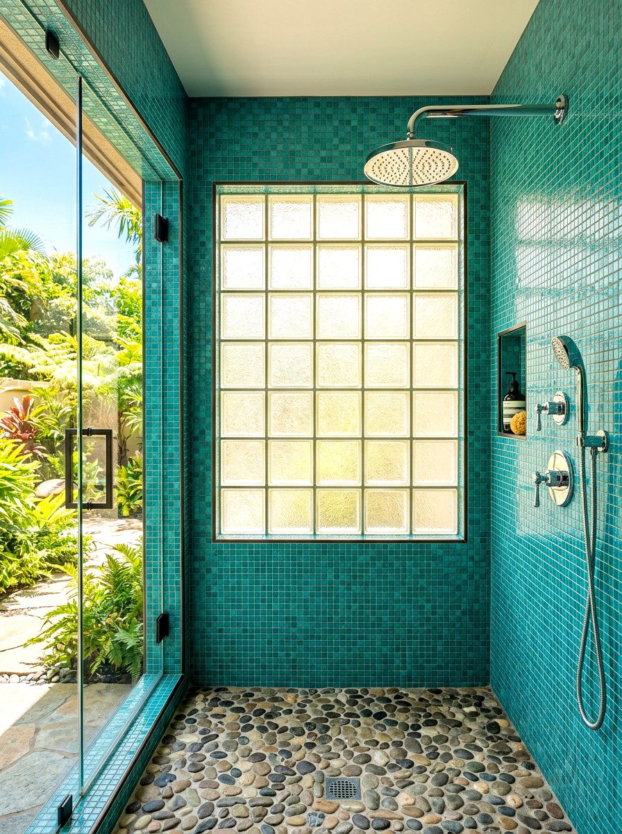 Glass Block Window - 30 shower window privacy ideas