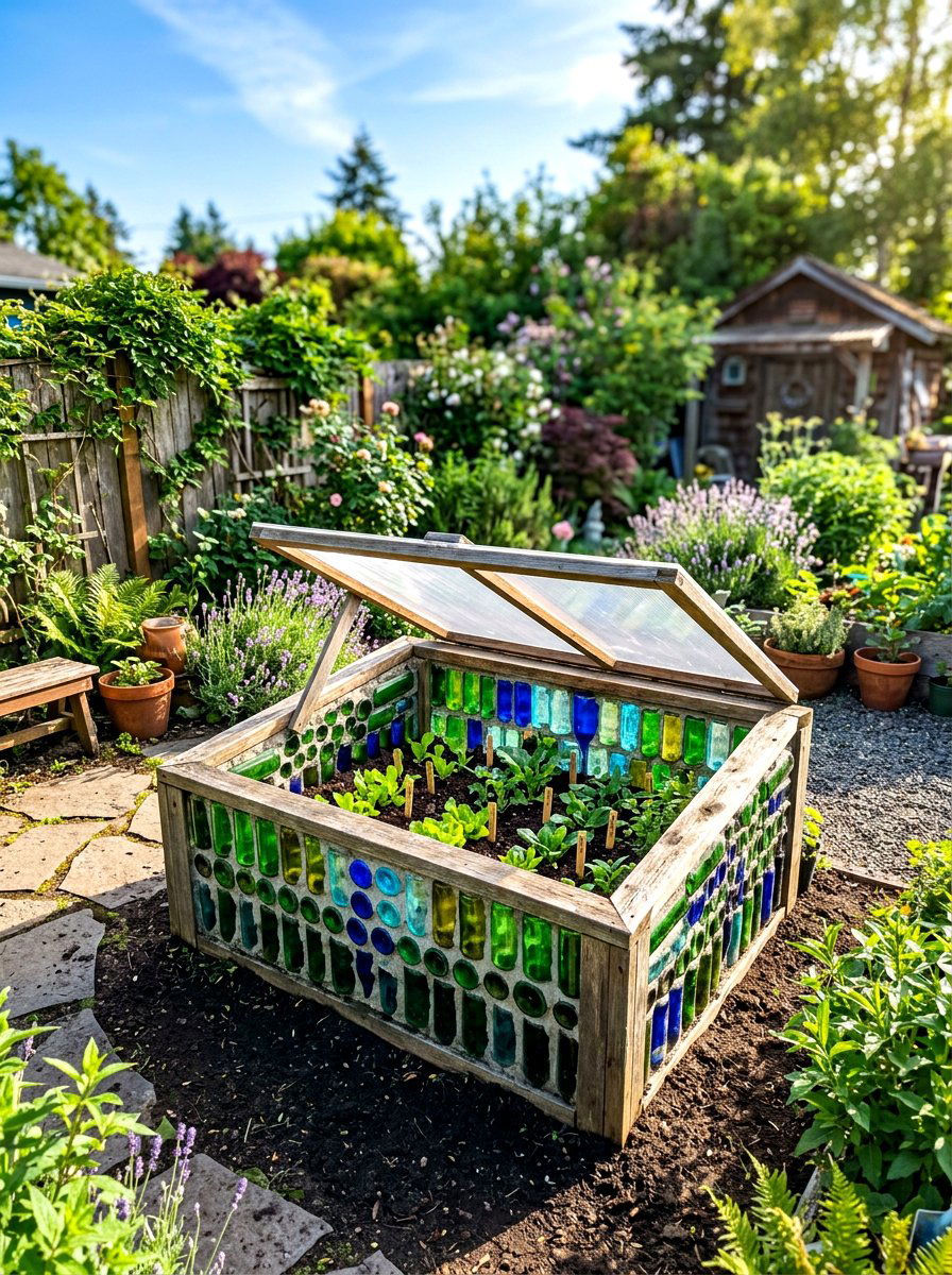 Glass Bottle Cold Frame - 30 cold frame garden ideas