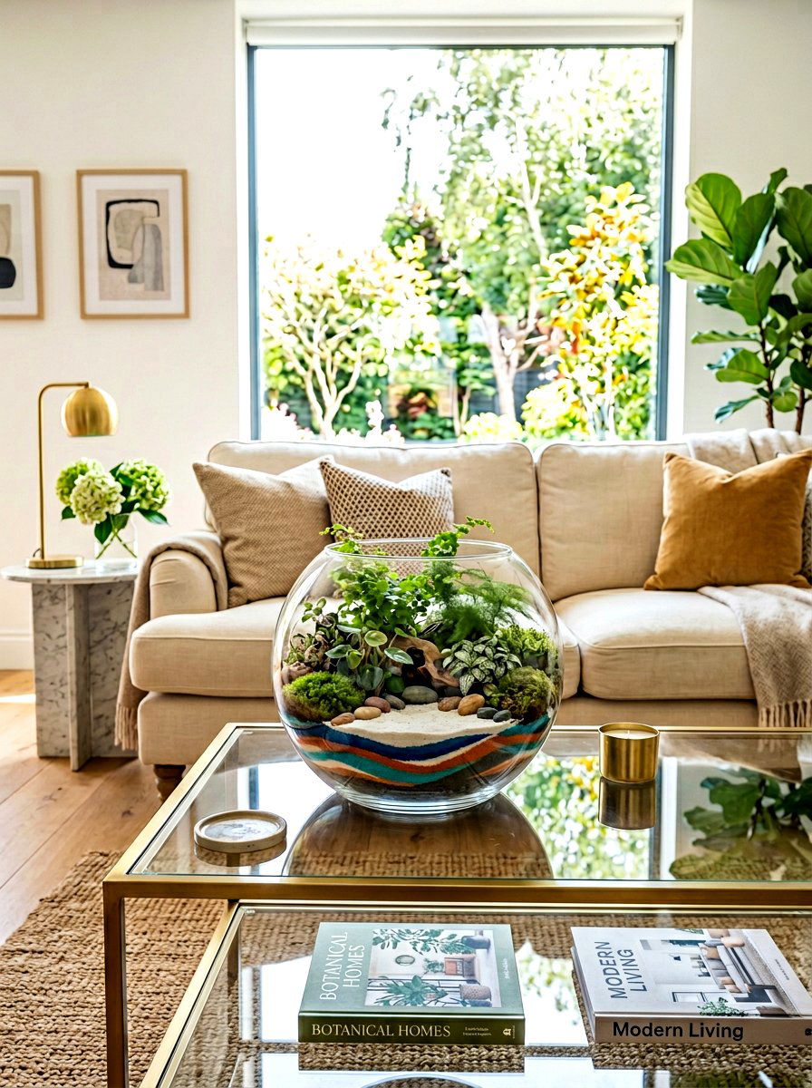 Glass Bowl Coffee Table Terrarium - 30 small planter ideas