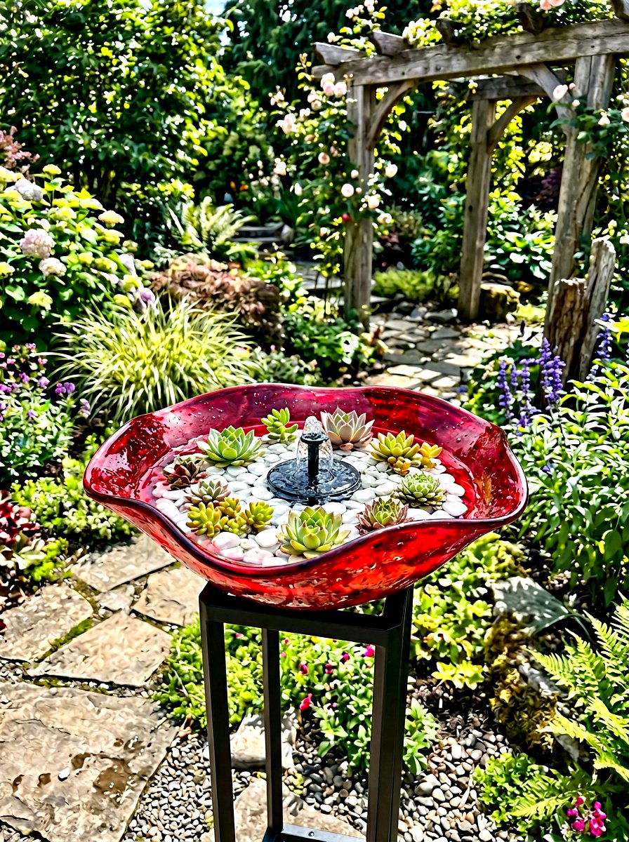 Glass Bowl Solar Fountain - 30 solar fountain ideas