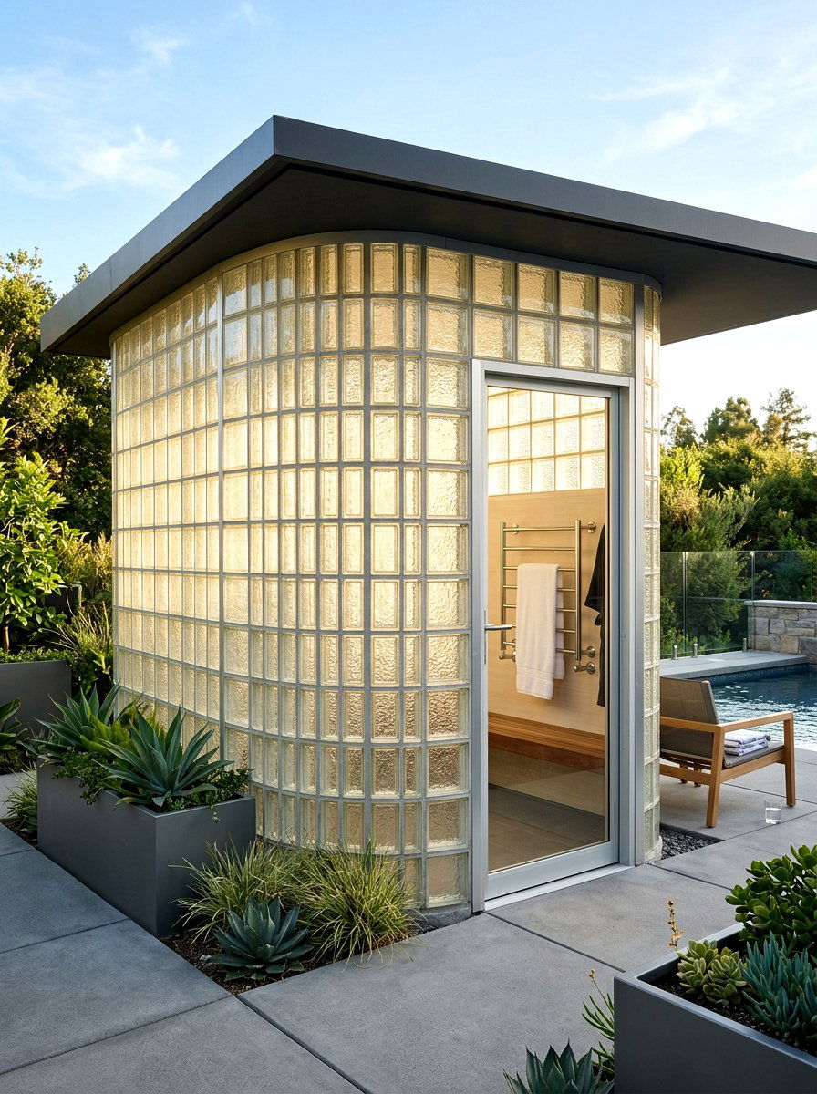 Glass Brick Wall - 30 outdoor changing room ideas