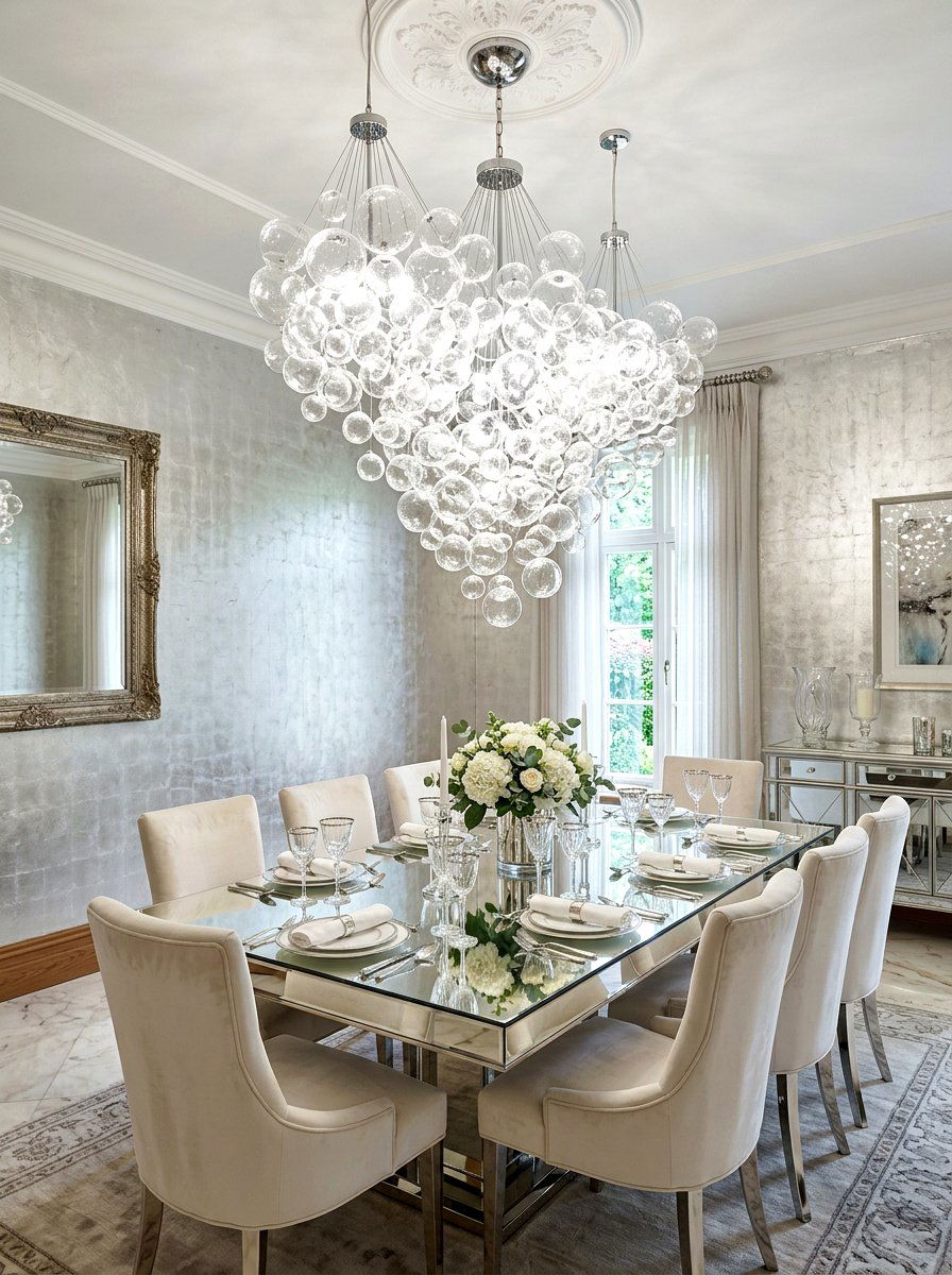 Glass Bubble Cluster Dining Room - 30 sculptural lighting dining room ideas