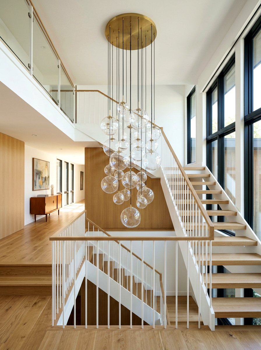 Glass Bubble Cluster Pendant - 30 stairway chandelier ideas