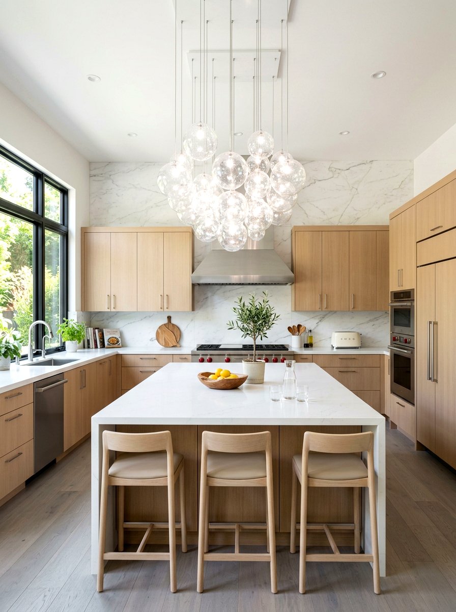 Glass Bubble Pendant Kitchen Island - 30 statement chandelier ideas