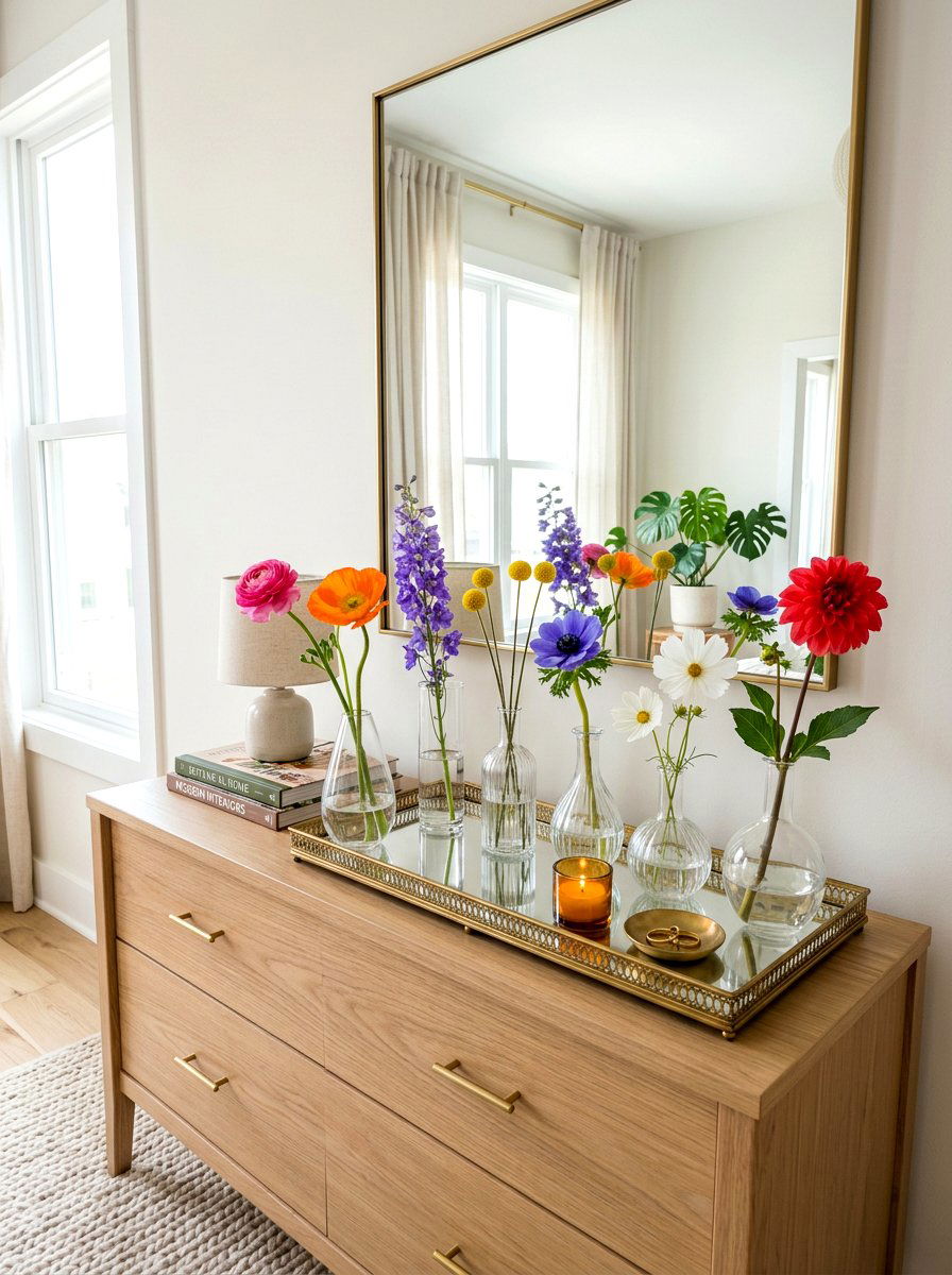 Glass Bud Vase - 30 flower market bedroom ideas