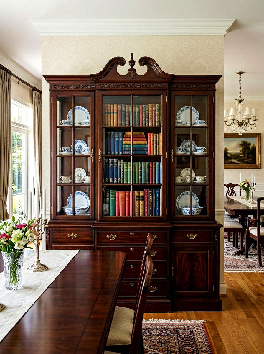 Glass Cabinet Book Stack - 30 stacked books decor ideas