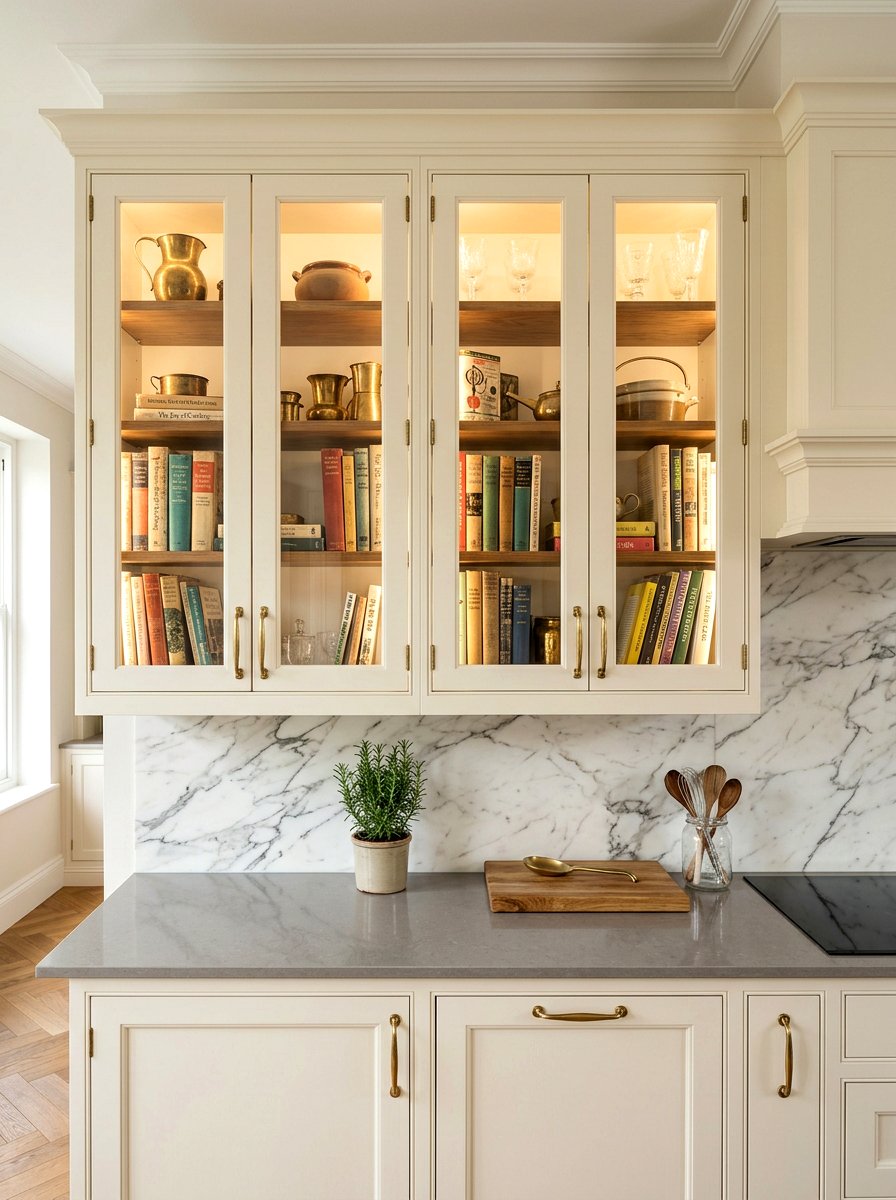 Glass Cabinet Display - 30 cookbook display kitchen ideas