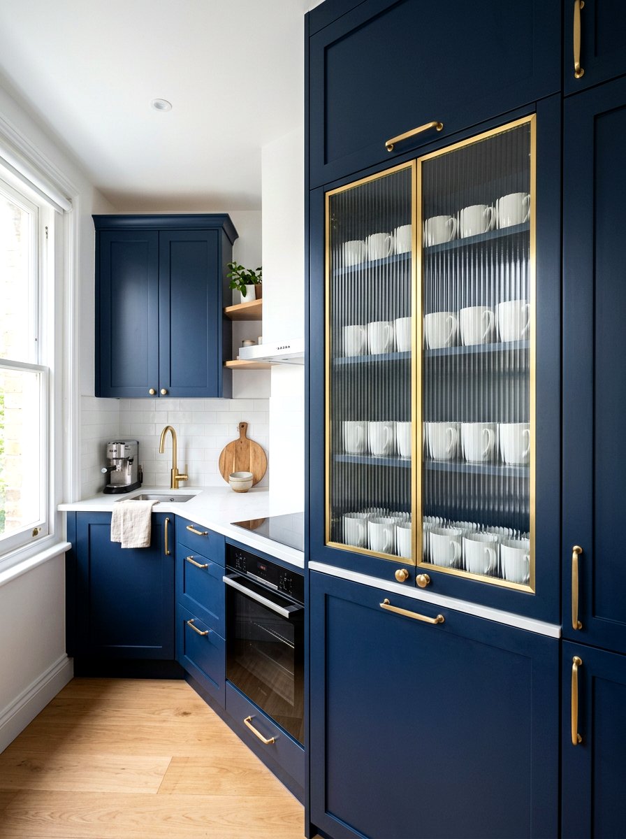 Glass Cabinet Door - 30 tiny apartment kitchen ideas