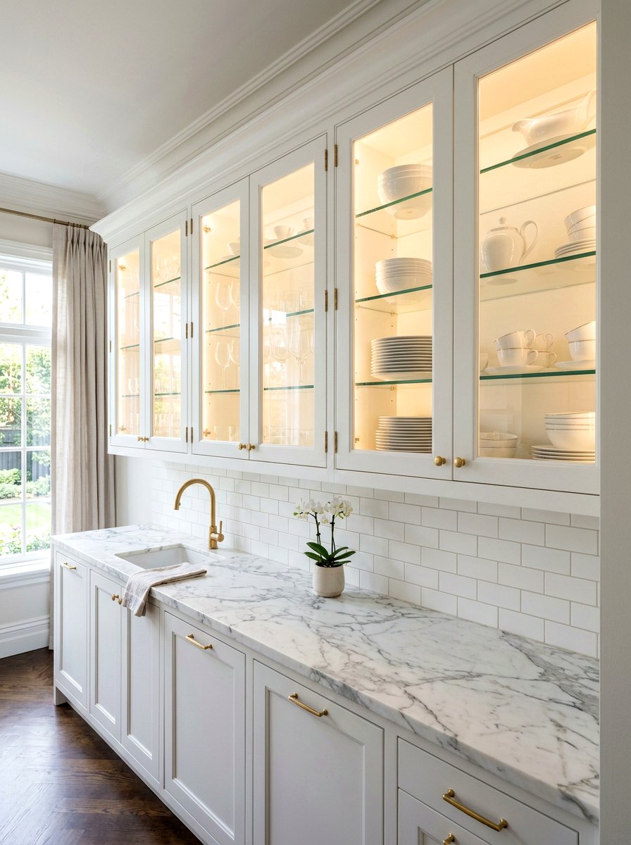 Glass Cabinet Doors - 30 collected kitchen decor ideas