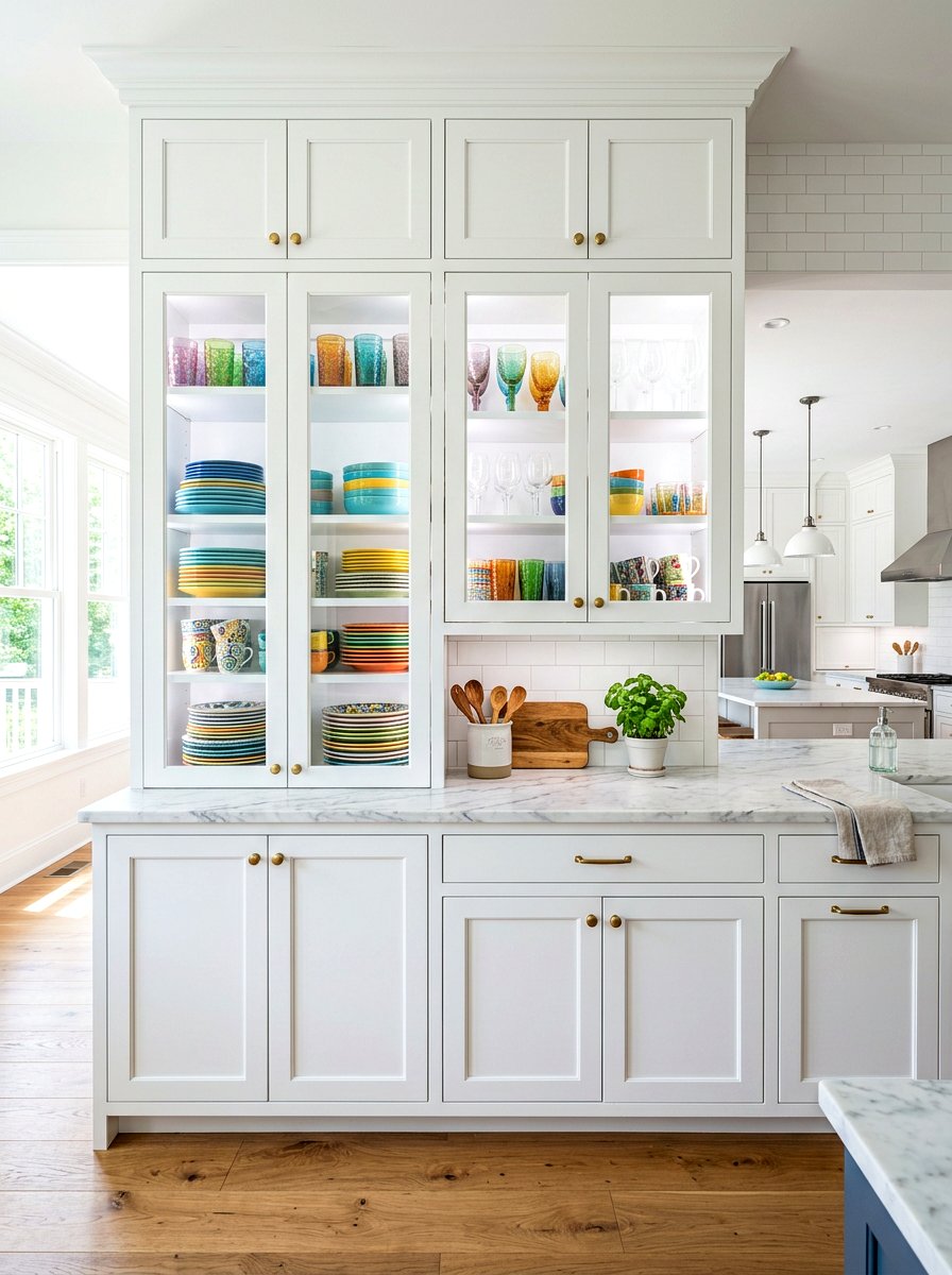 Glass Cabinet Doors - 30 maximalist kitchen ideas