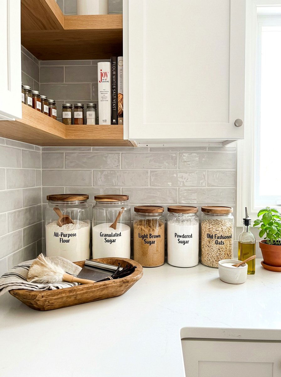 Glass Canister Ingredient Corner - 30 pastry corner kitchen ideas