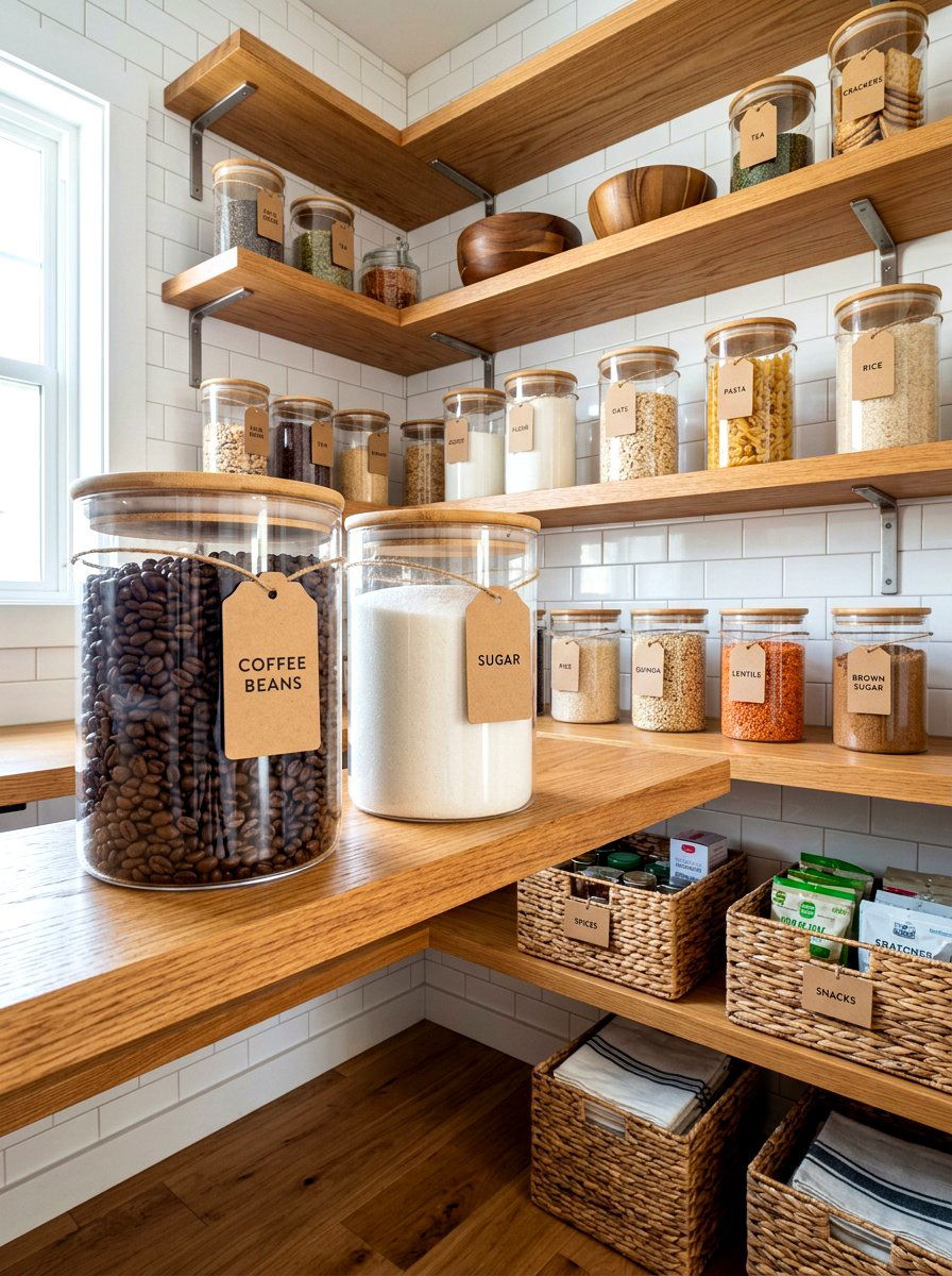 Glass Canister Storage - 30 coffeehouse kitchen decor ideas