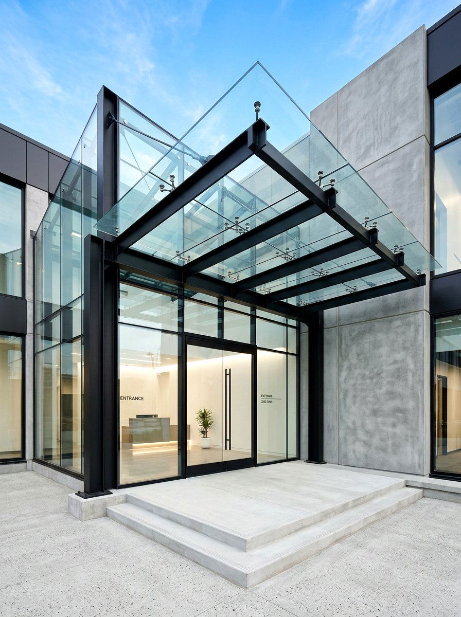 Glass Canopy Entrance - 30 covered entryway ideas