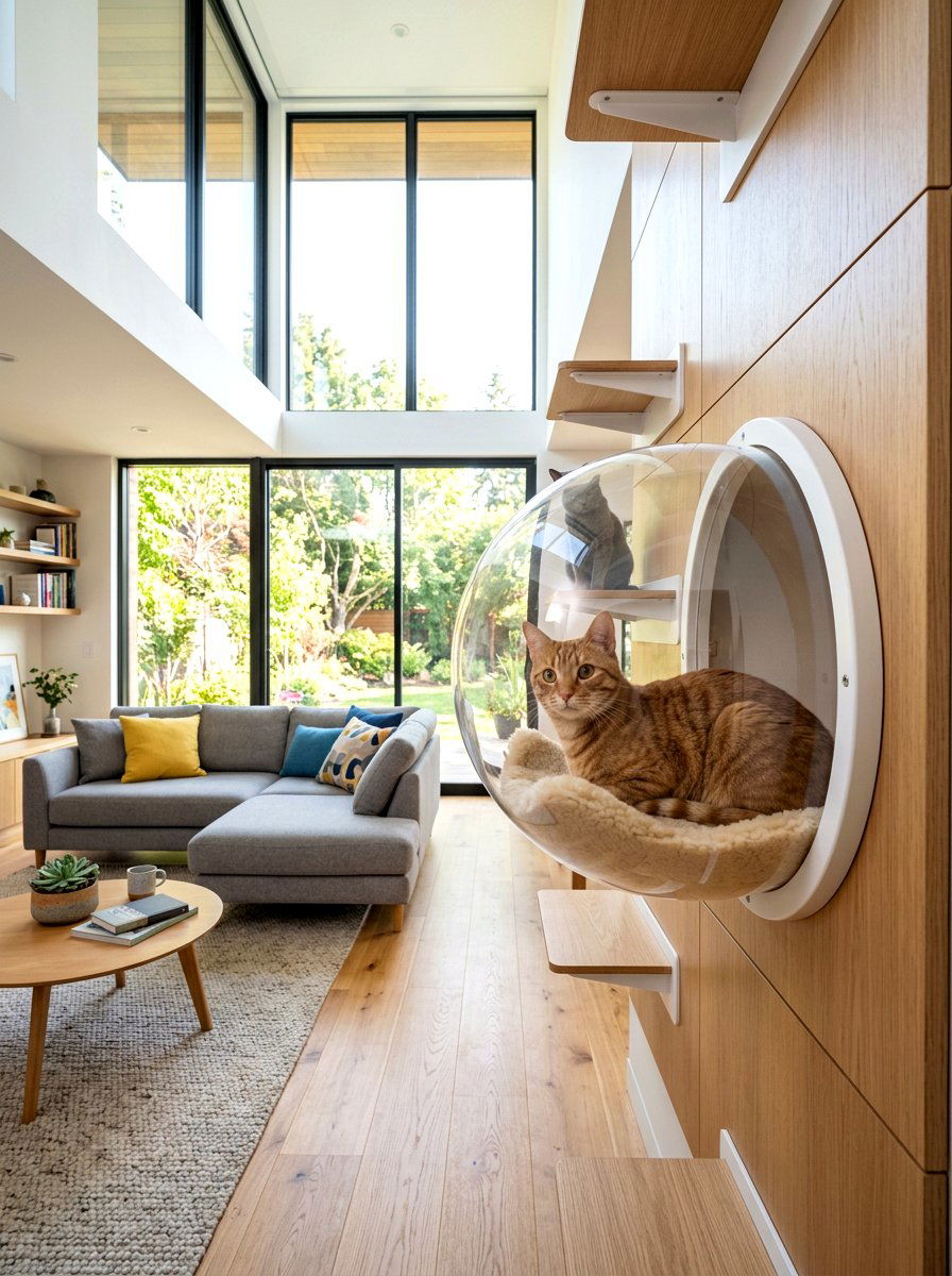 Glass Cat Wall Pod - 30 cat climbing wall aesthetic ideas