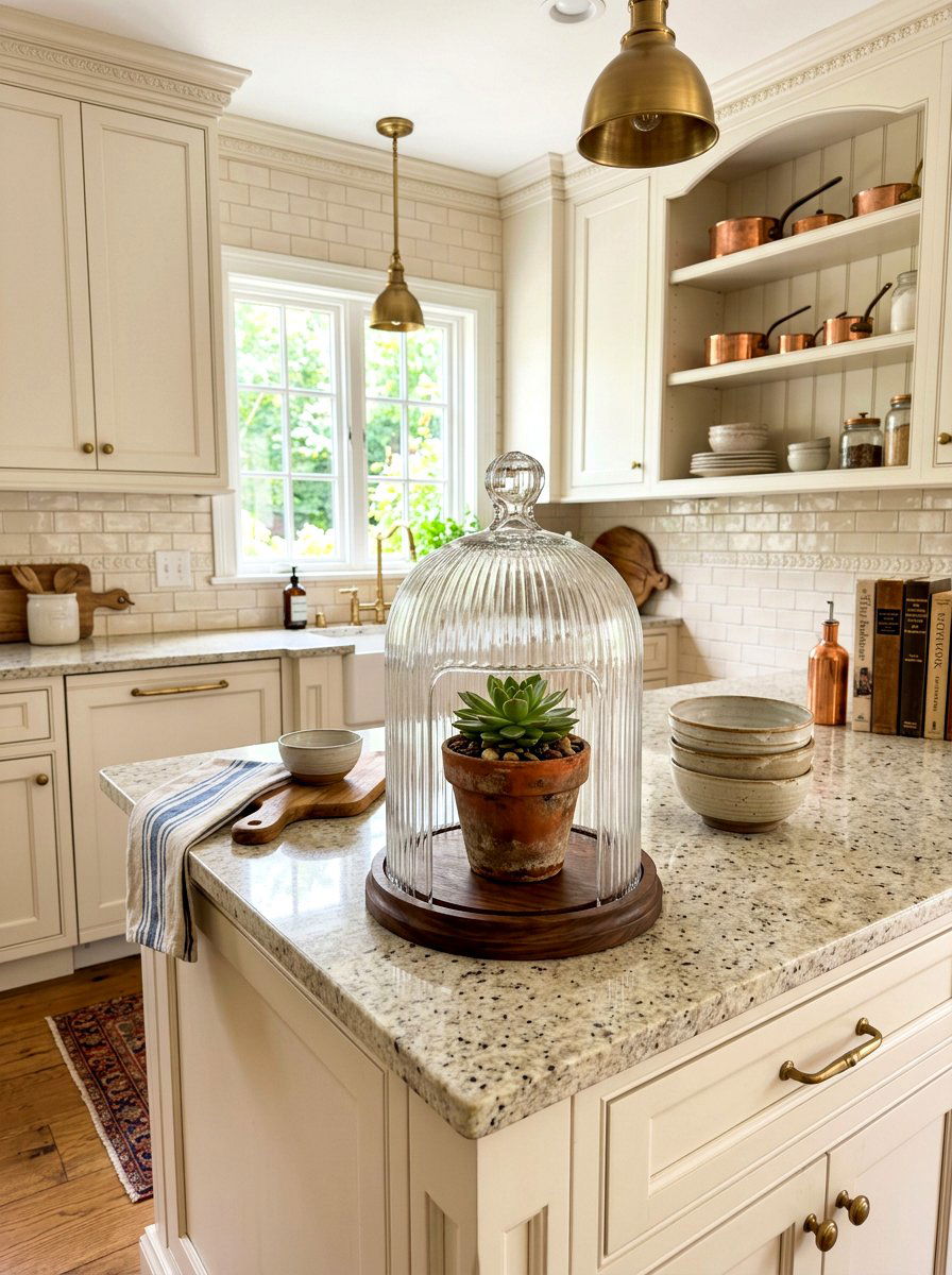 Glass Cloche Display - 30 kitchen counter decor ideas