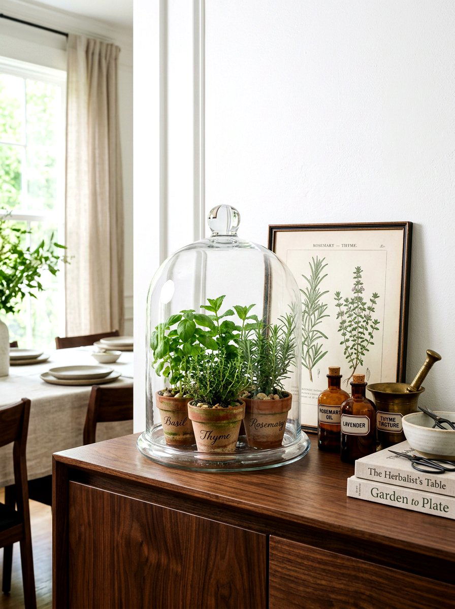 Glass Cloche Herb Garden - 30 container herb garden ideas