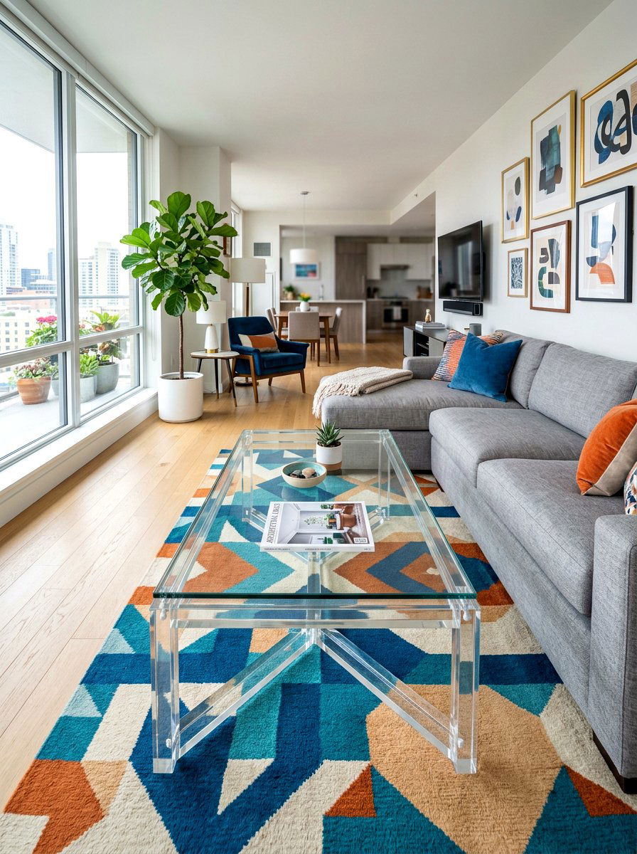 Glass Coffee Table - 30 first apartment living room ideas