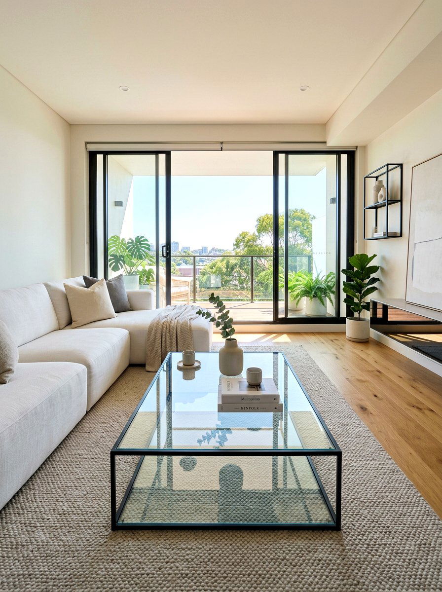 Glass Coffee Table - 30 reflective decor ideas