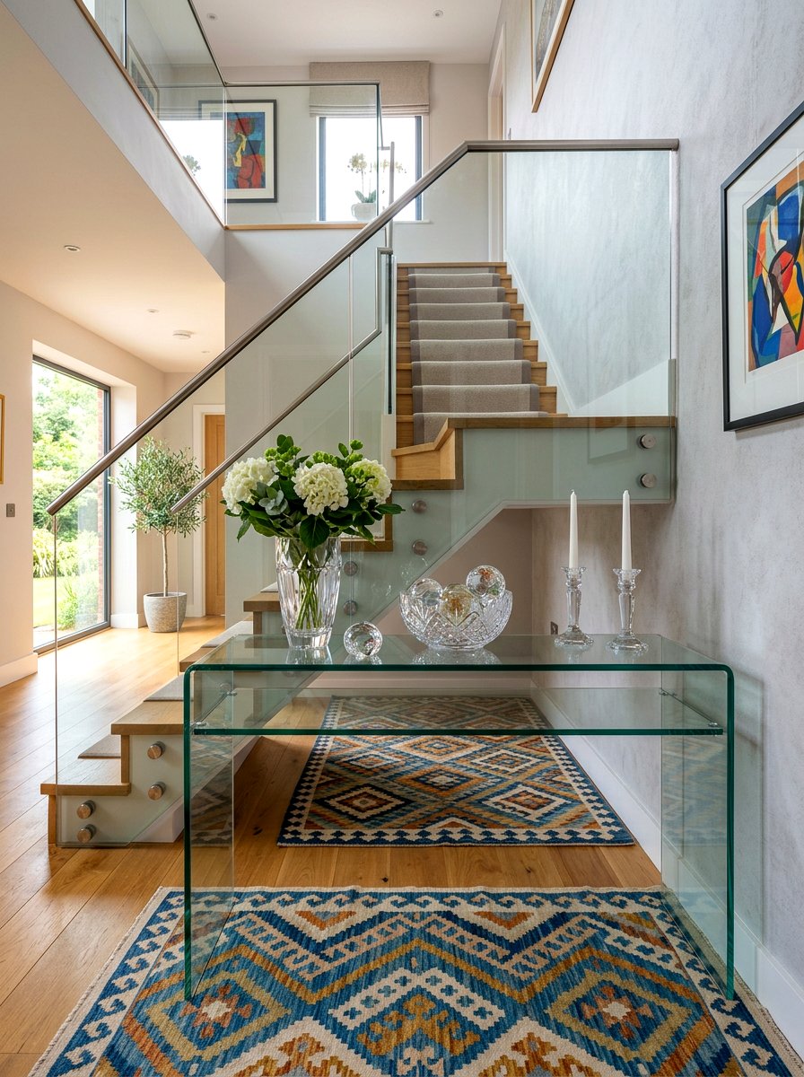 Glass Console Table Behind Stairs - 30 console behind stairs ideas