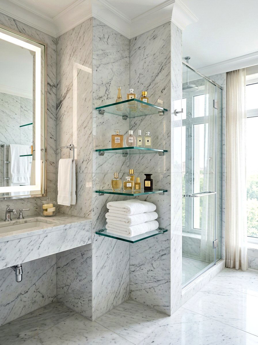Glass Corner Shelf - 30 corner bookshelf ideas