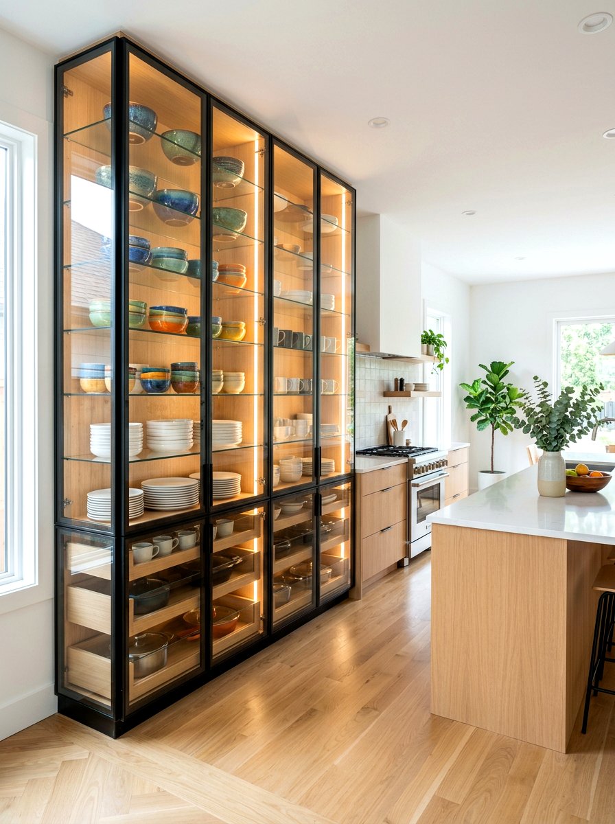 Glass Display Kitchen - 30 bakery style kitchen ideas