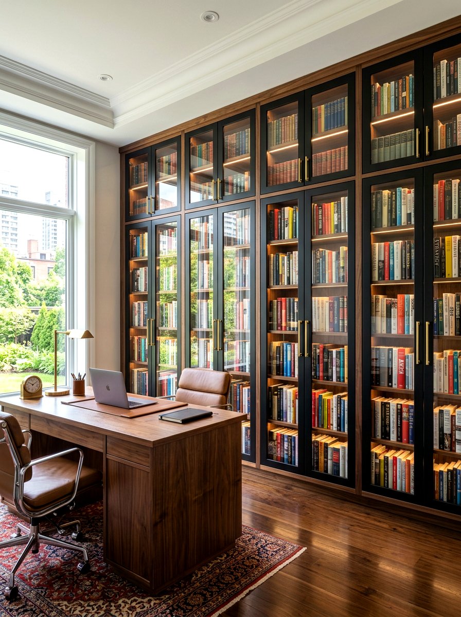 Glass Door Bookshelf Wall Office - 30 bookshelf wall office ideas
