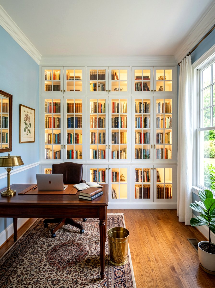Glass Door Cabinet Library - 30 office library combo ideas