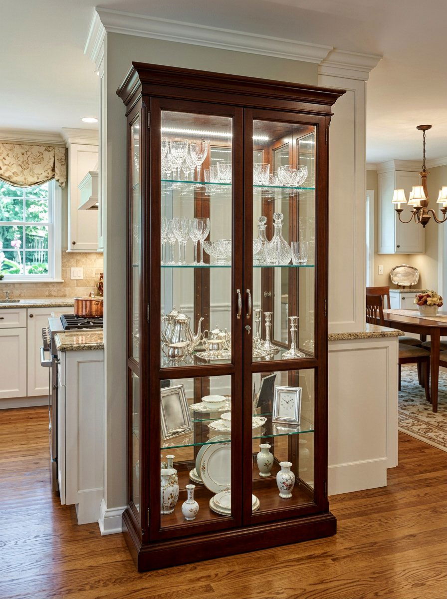 Glass Door Curio Cabinet - 30 freestanding kitchen cabinet ideas