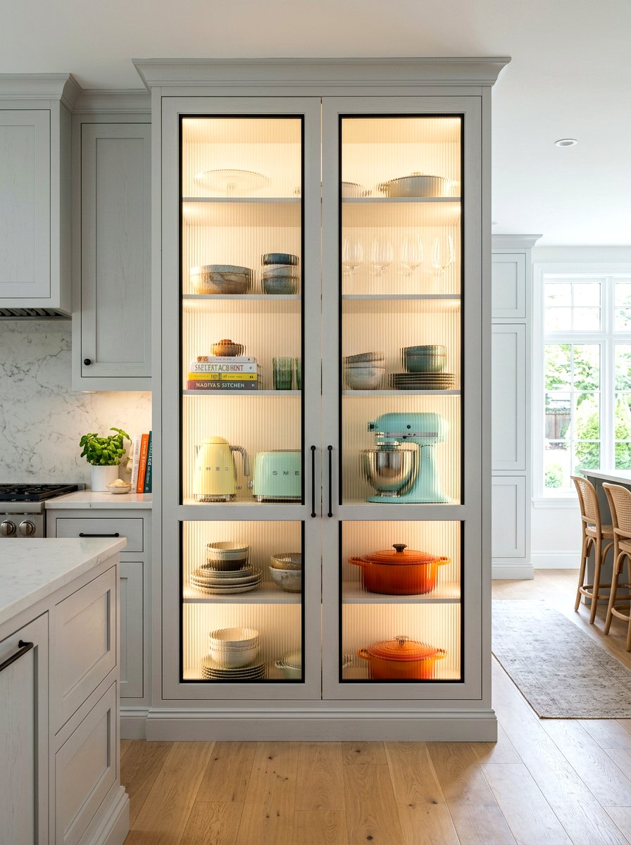 Glass Door Kitchen Cabinet - 30 cabinet appliance storage ideas