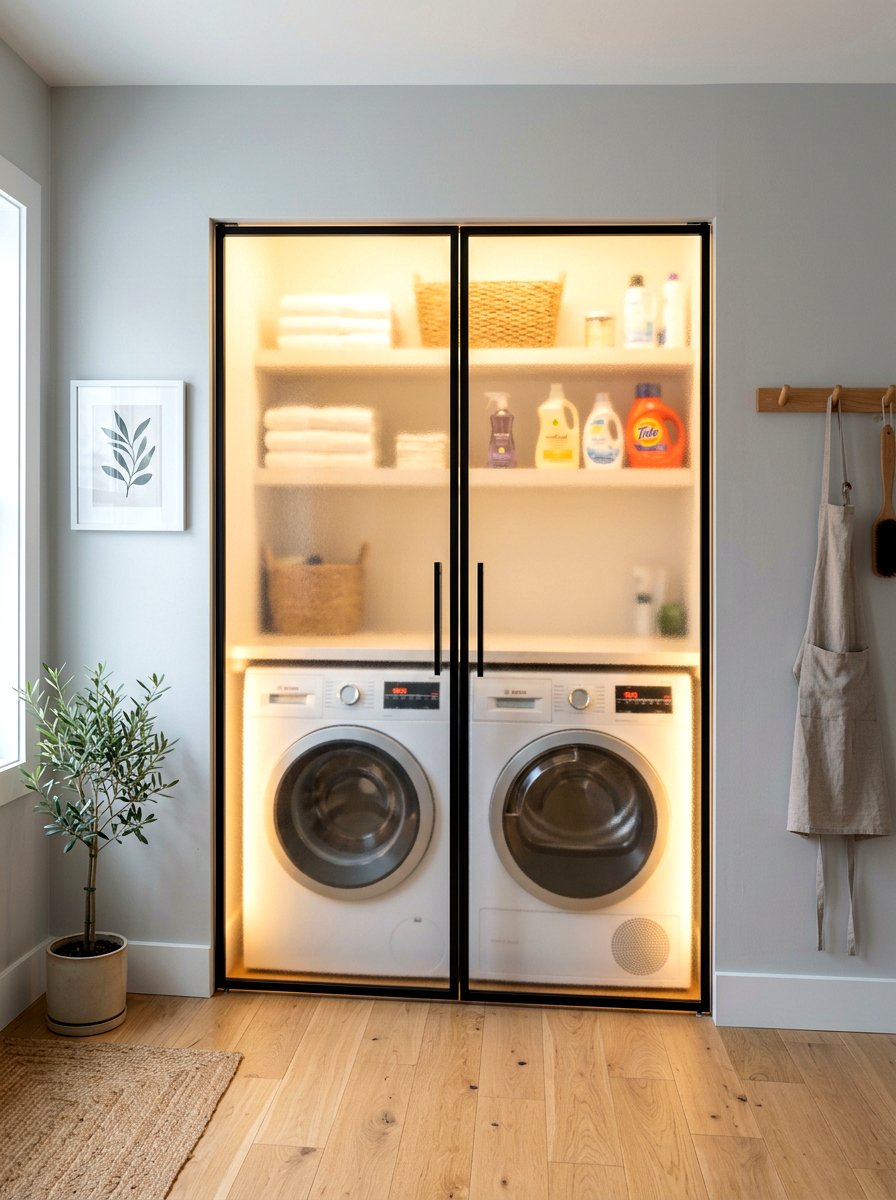 Glass Door Laundry Closet - 30 stacked laundry closet ideas