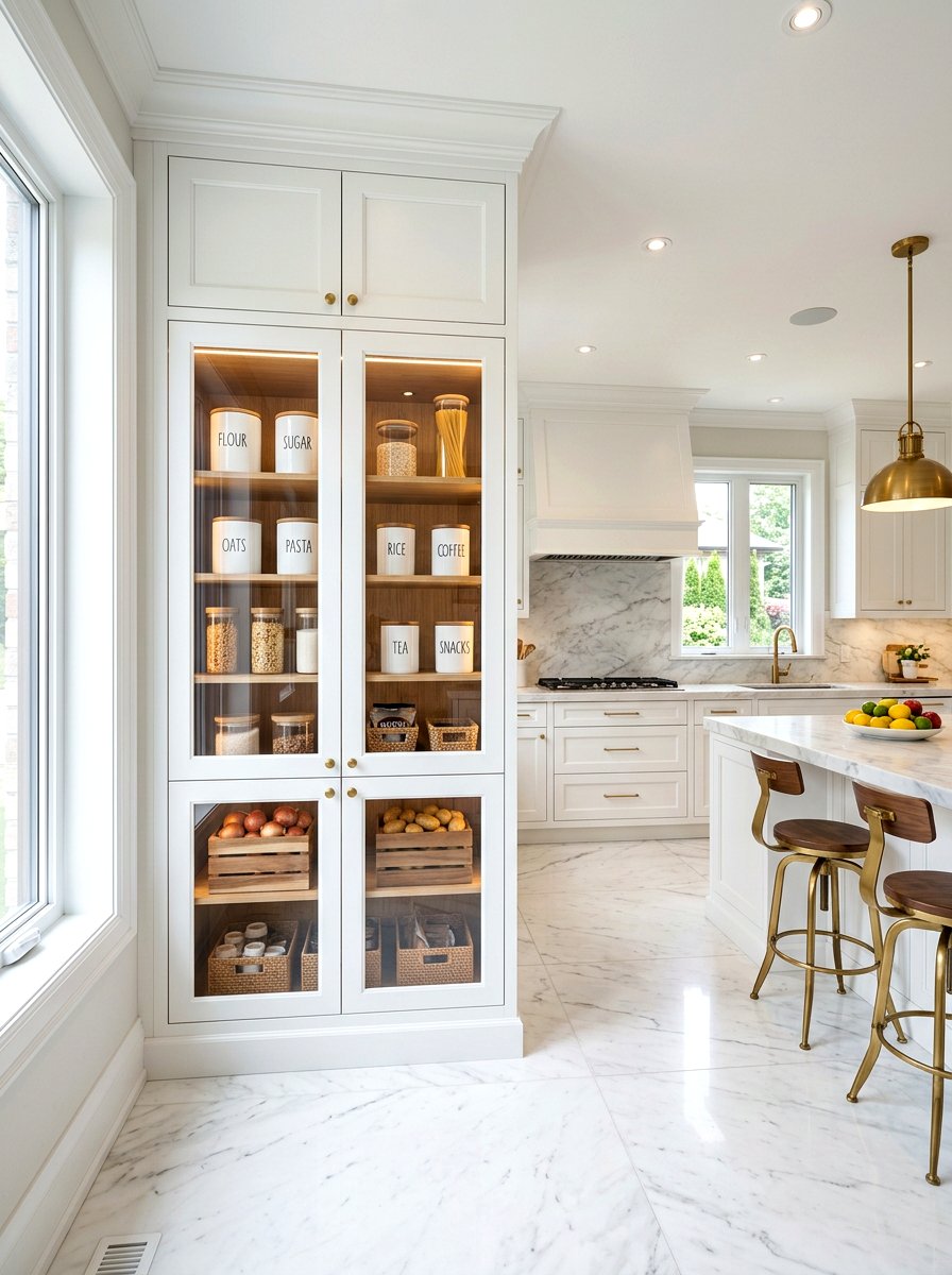 Glass Door Pantry Cabinet - 30 freestanding pantry cabinet ideas