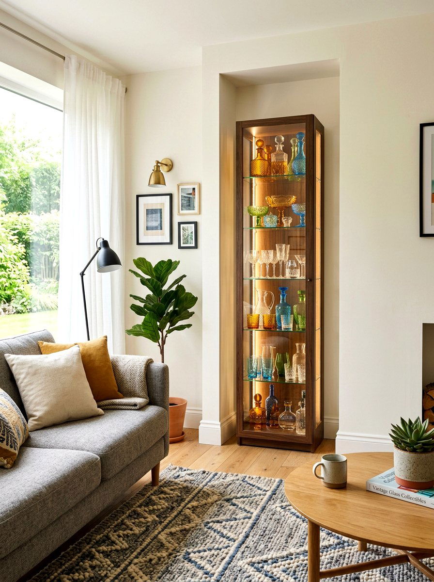 Glass Door Slim Display Cabinet - 30 slim storage cabinet ideas