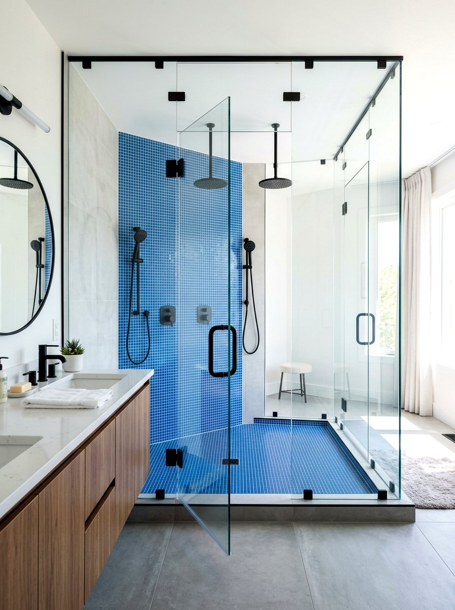Glass Enclosed Double Shower Head - 30 double shower head ideas