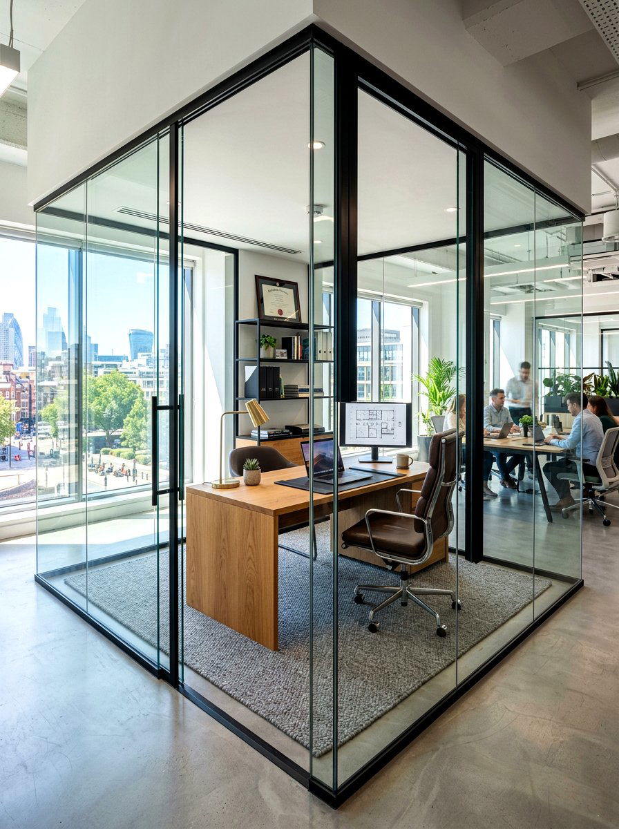 Glass Enclosed Office - 30 cozy compartmentalized home ideas