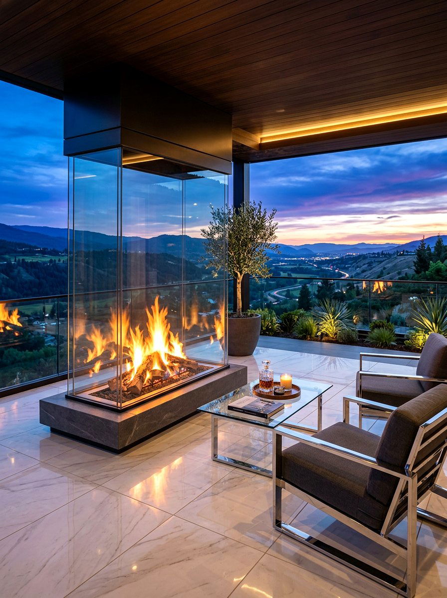 Glass Enclosed Outdoor Fireplace - 30 modern outdoor fireplace ideas