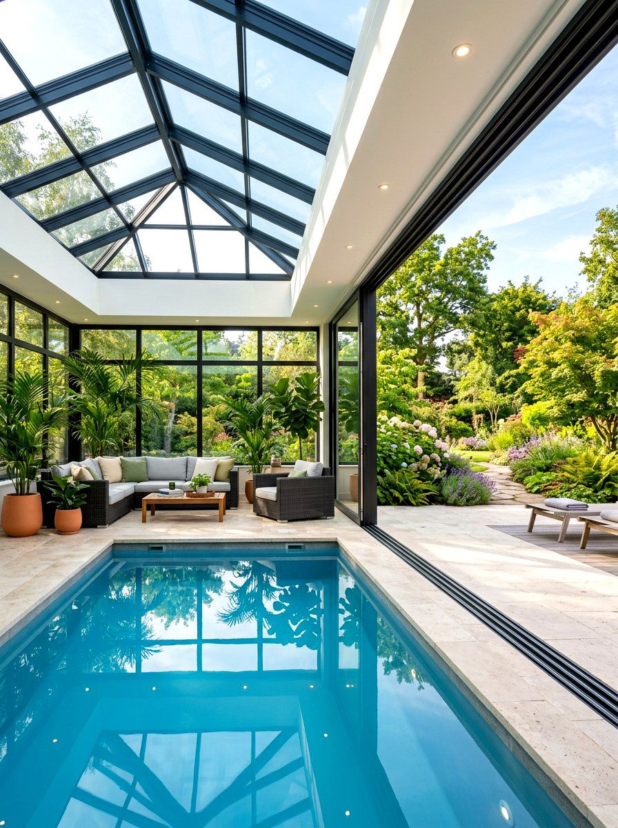 Glass Enclosed Pool Patio - 30 pool lounge patio ideas