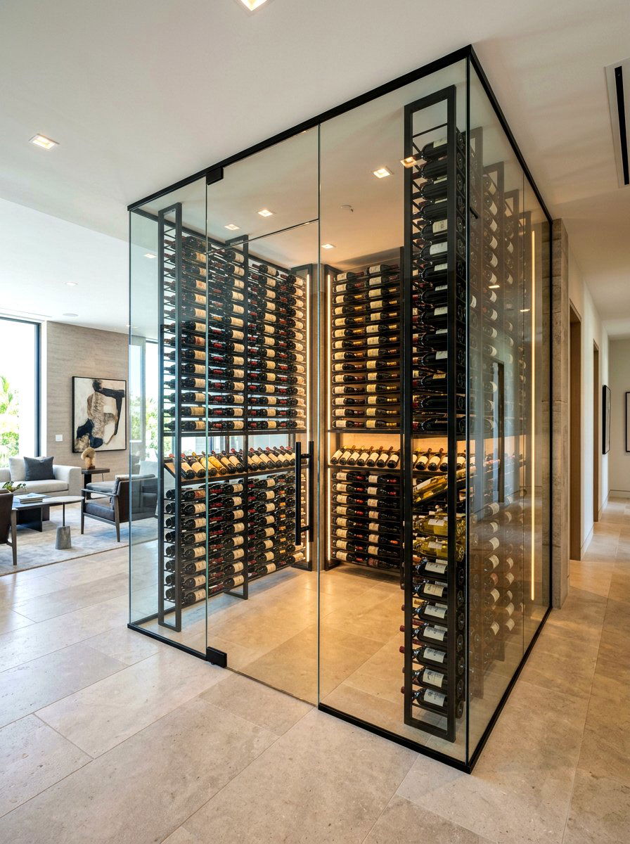 Glass Enclosed Wine Cellar - 30 basement wine room ideas