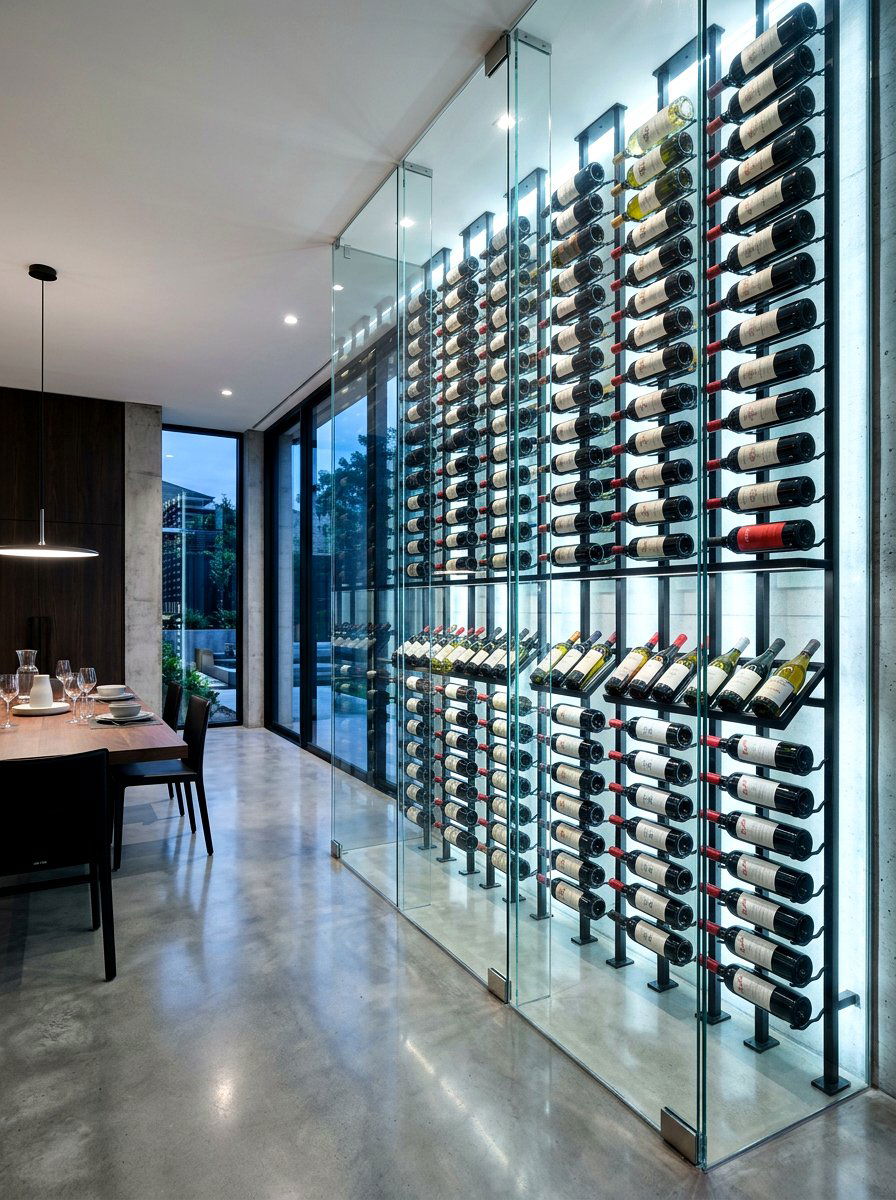 Glass Enclosed Wine Wall - 30 wine wall display ideas