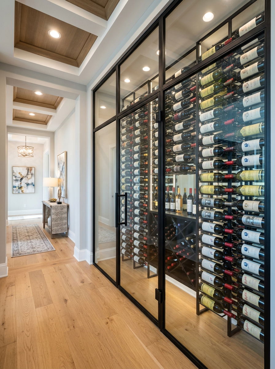 Glass Enclosed Wine Wall - 30 small wine cellar ideas