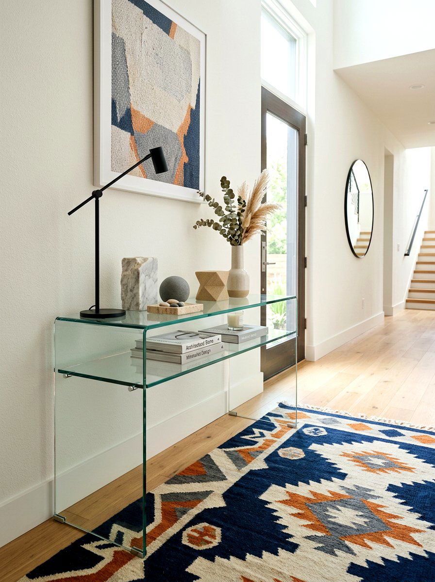 Glass Entry Table - 30 everyday entry table decor ideas