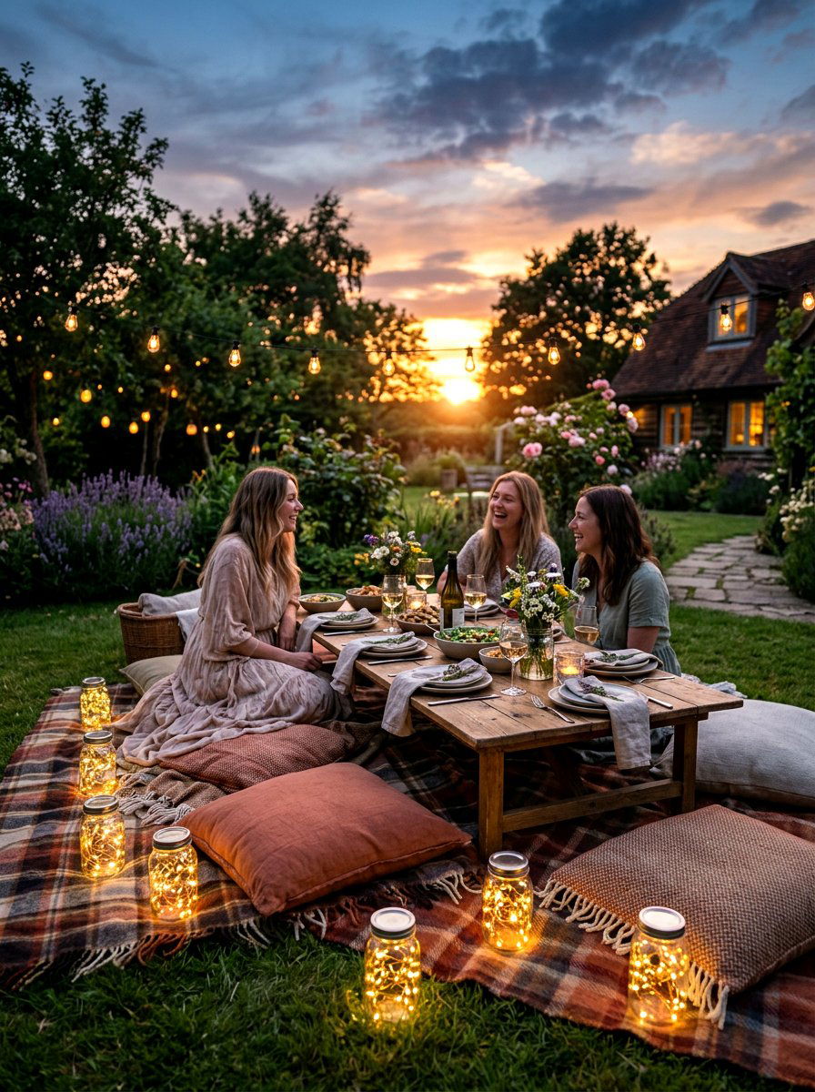 Glass Fairy Light Jar - 30 picnic party decor ideas